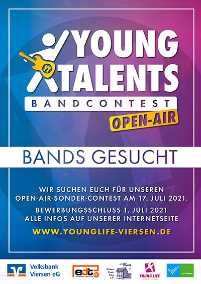 Das Werbeplakat für die Bewerbung zu Young Talents zeigt die Informationen, die im verlinkten Text enthalten sind. 