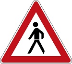 Verkehrszeichen "Achtung, Fußgänger"