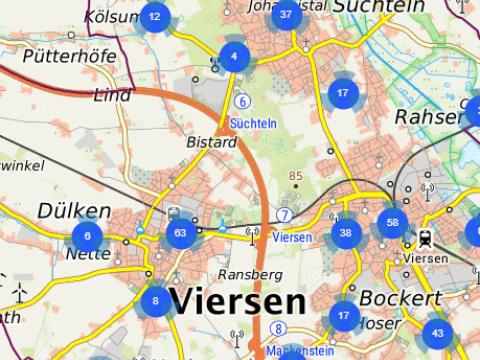Bildschirmfoto Karte Mängelmelder Viersen